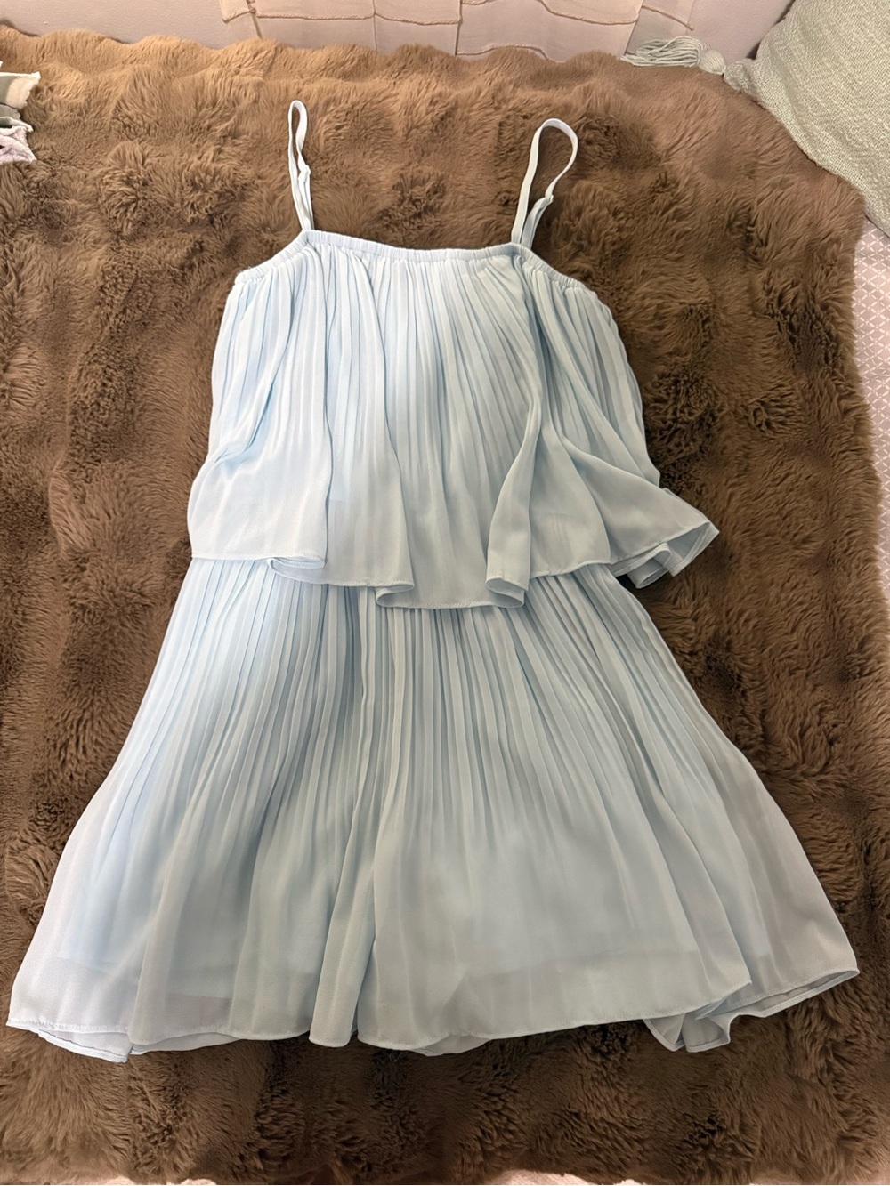 Amazon Light Blue Pleated Spaghetti-Strap Romper